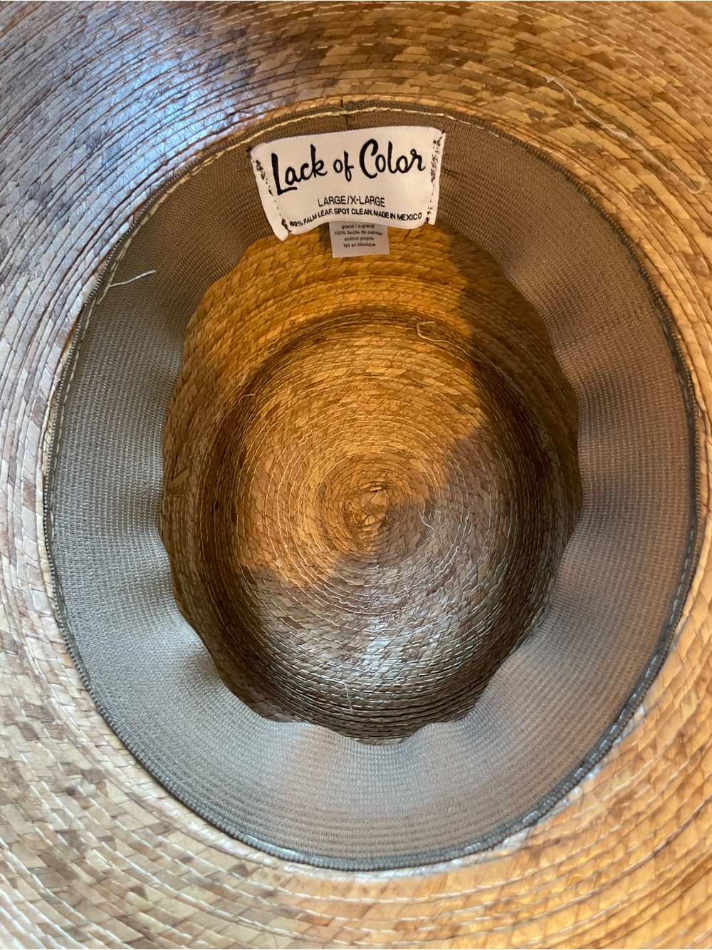 Lack Of Color Palma Wide Brim Boater Straw Sun Hat - Natural Tan L/XL - Picture 3 of 5